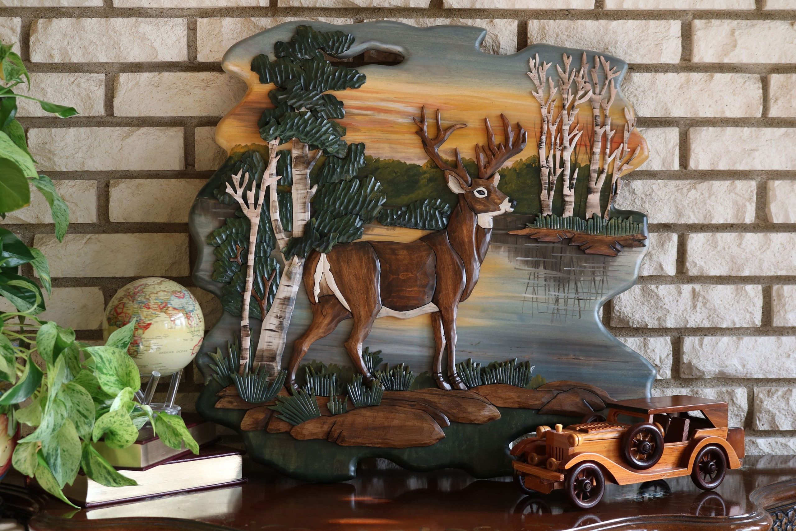 Exploring the Artistry Behind Handcrafted Deer Intarsia Wood Wall Art