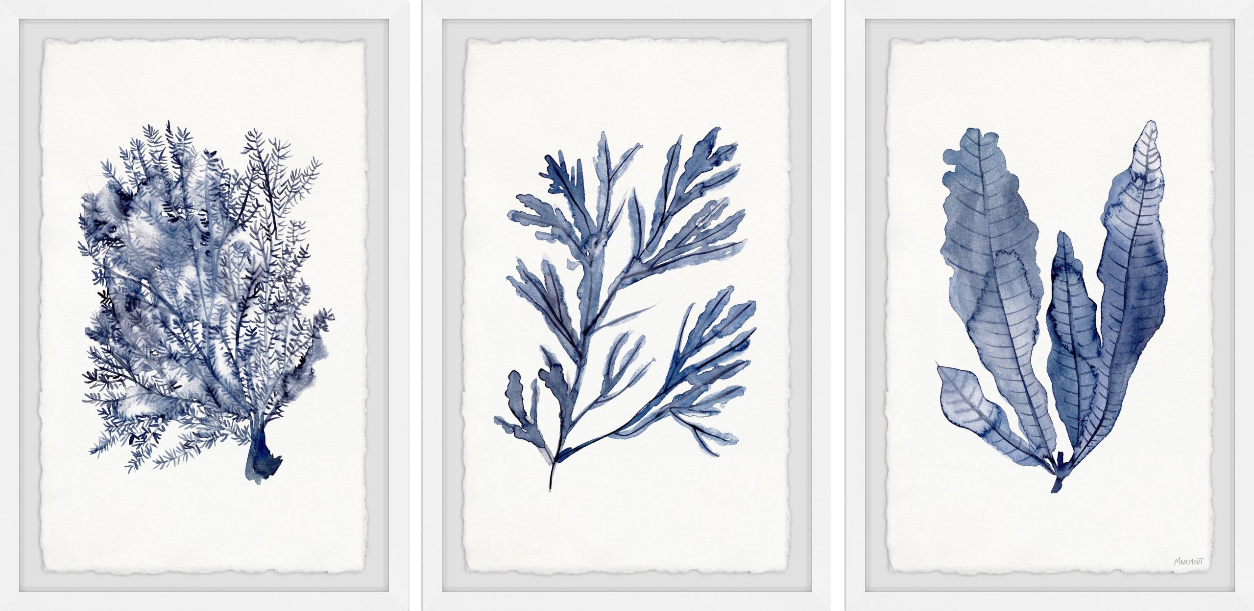 Artistic Interpretations in Seaweed Under Water V Triptych Blue 36×18
