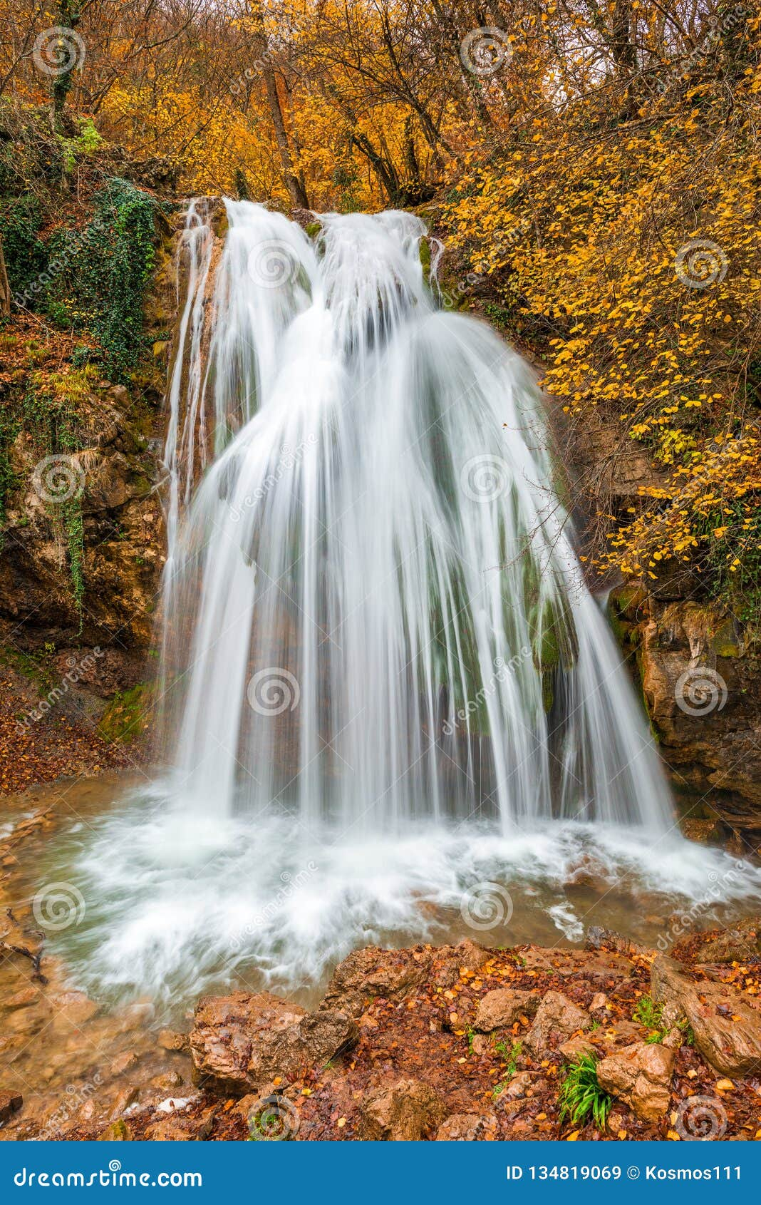 The Artistic Beauty of Crimea’s Waterfall During Harvest Time