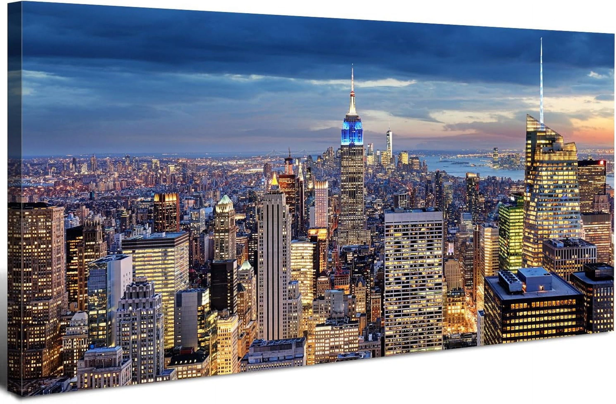 Adale Large New York City Wall Art Nyc Skyline Wall Decor Sunset ... within "New York Skyline At Night" Canvas Print