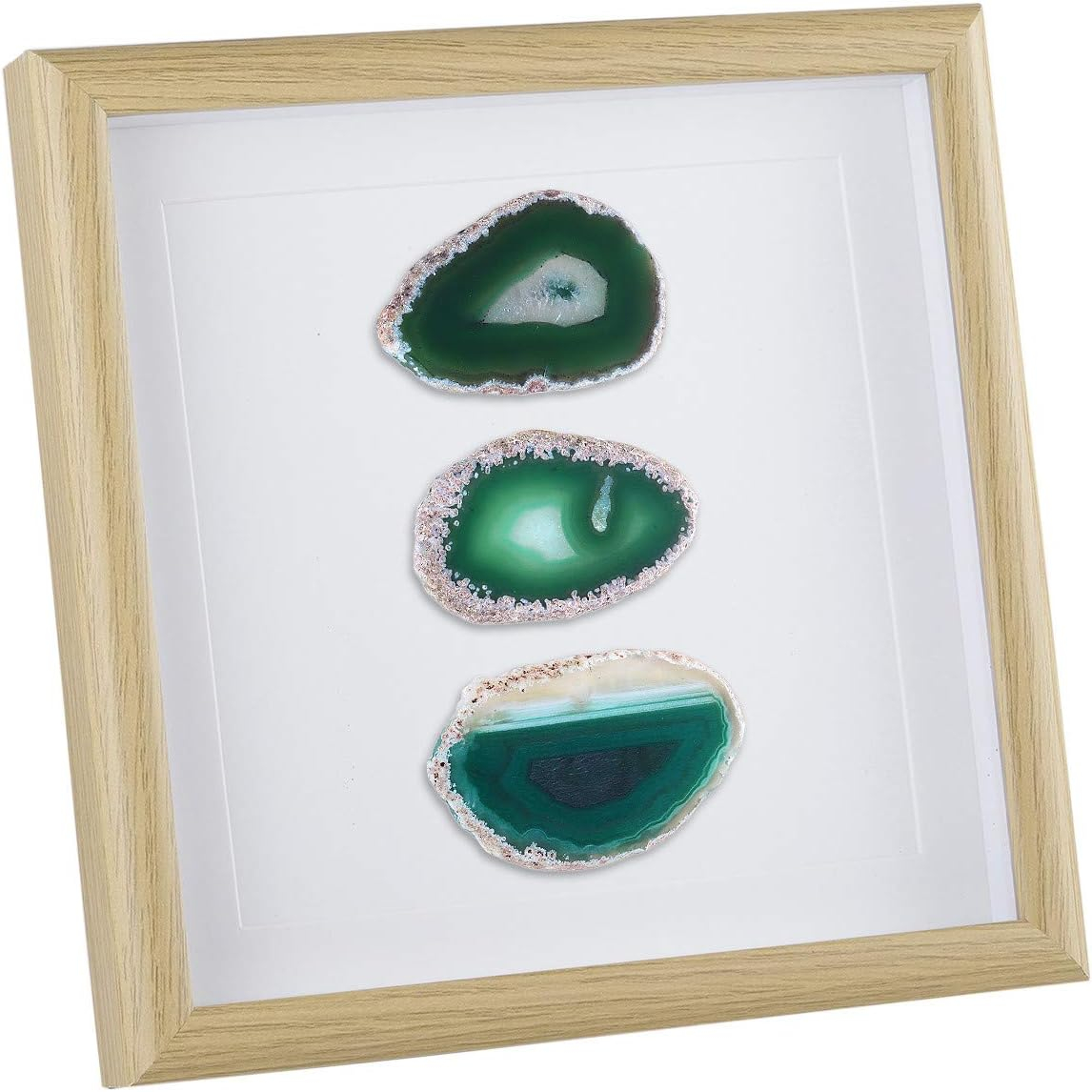 Amazon.com - Mookaitedecor Framed Agate Slices Wall Art, Geode Slice ... with regard to Natural Agate Slice Shadow Box Wall Décor