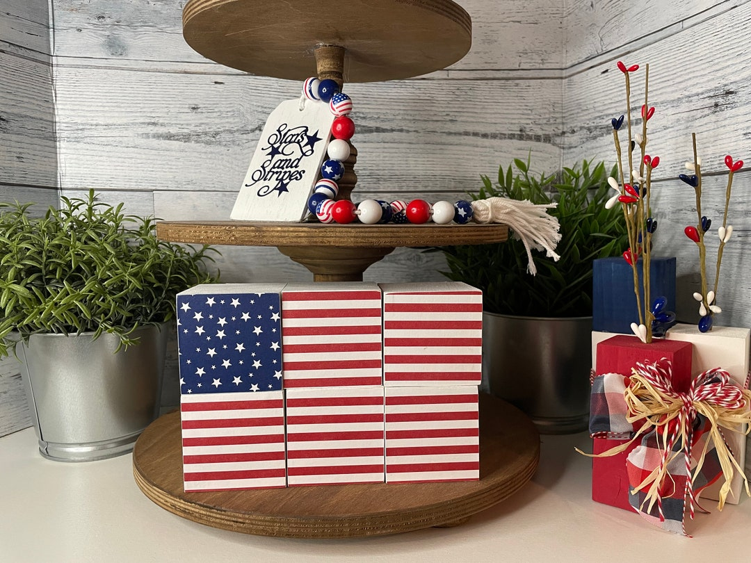 American Flag Stacking Block Set, Americano Wood Blocks, Usa Patriotic ... pertaining to Usa Butterfly Patriotic Wall Block
