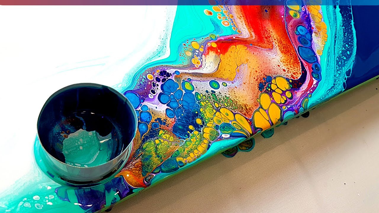 Aqua Flow - Gorgeous Acrylic Pour Painting With Bright Cells - Fluid ... for Fish Blue Floating Acrylic Art By Rachel Lee Of My Dream Wall, Assorted