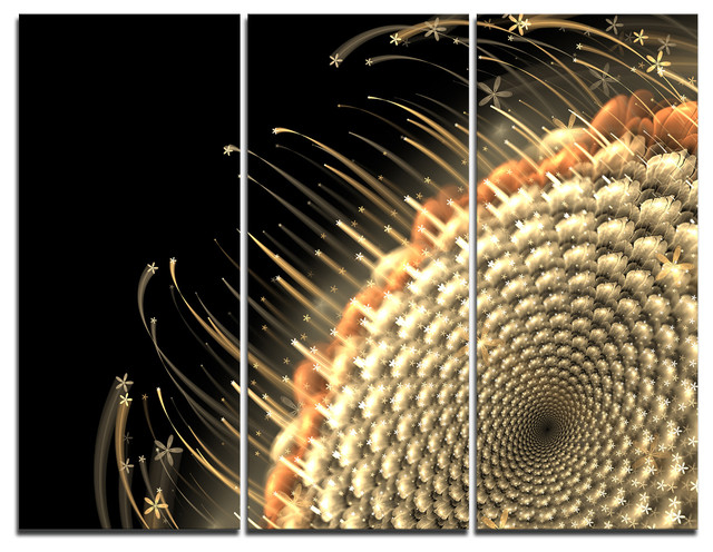 "Brown Fractal Flower Pattern" Digital Wall Art, 3 Panels, 36"X28", 36 ... regarding "Brown Fractal Flower Pattern" Floral Digital Art Canvas Print