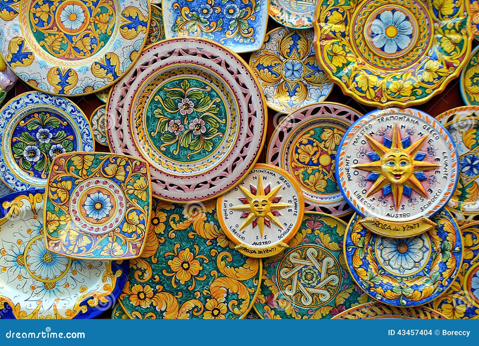 Ceramic Plates In Classic Sicilian Style, Erice Stock Photo - Image ... with Preserving Heritage Through Sicilia Porcelain Gold Caress Traditions