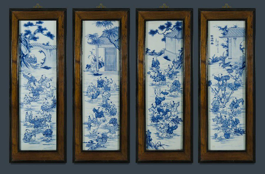 Chinese Porcelain Panels: Playful Garden Scenes - Ceramics - Chinese ... with Authenticity and Value Assessment of Antique Chinese Porcelain Wall Panels