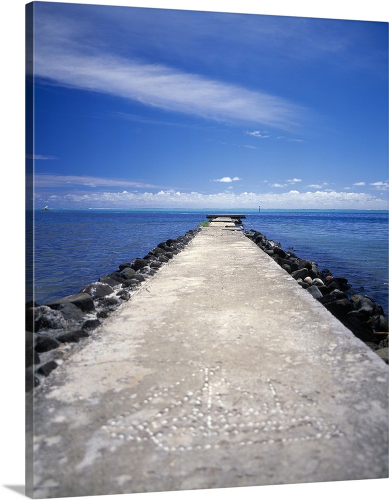 Concrete Pier And Ocean South Pacific Wall Art, Canvas Prints, Framed ... for "Long Concrete Pier Into Sea" Canvas Print