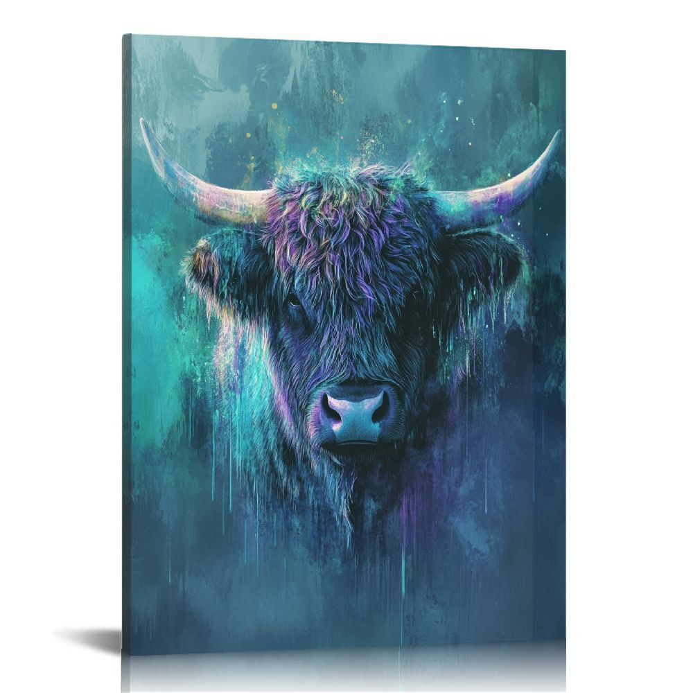 Cozynet Canvas Print Abstract Dreamy Highland Cow - Glowing Gradients ... regarding The Artistic Process of Creating Floating Acrylic Highland Cow Designs