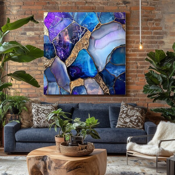 Geode Painting - Etsy in Three Blue Geode Wall Art