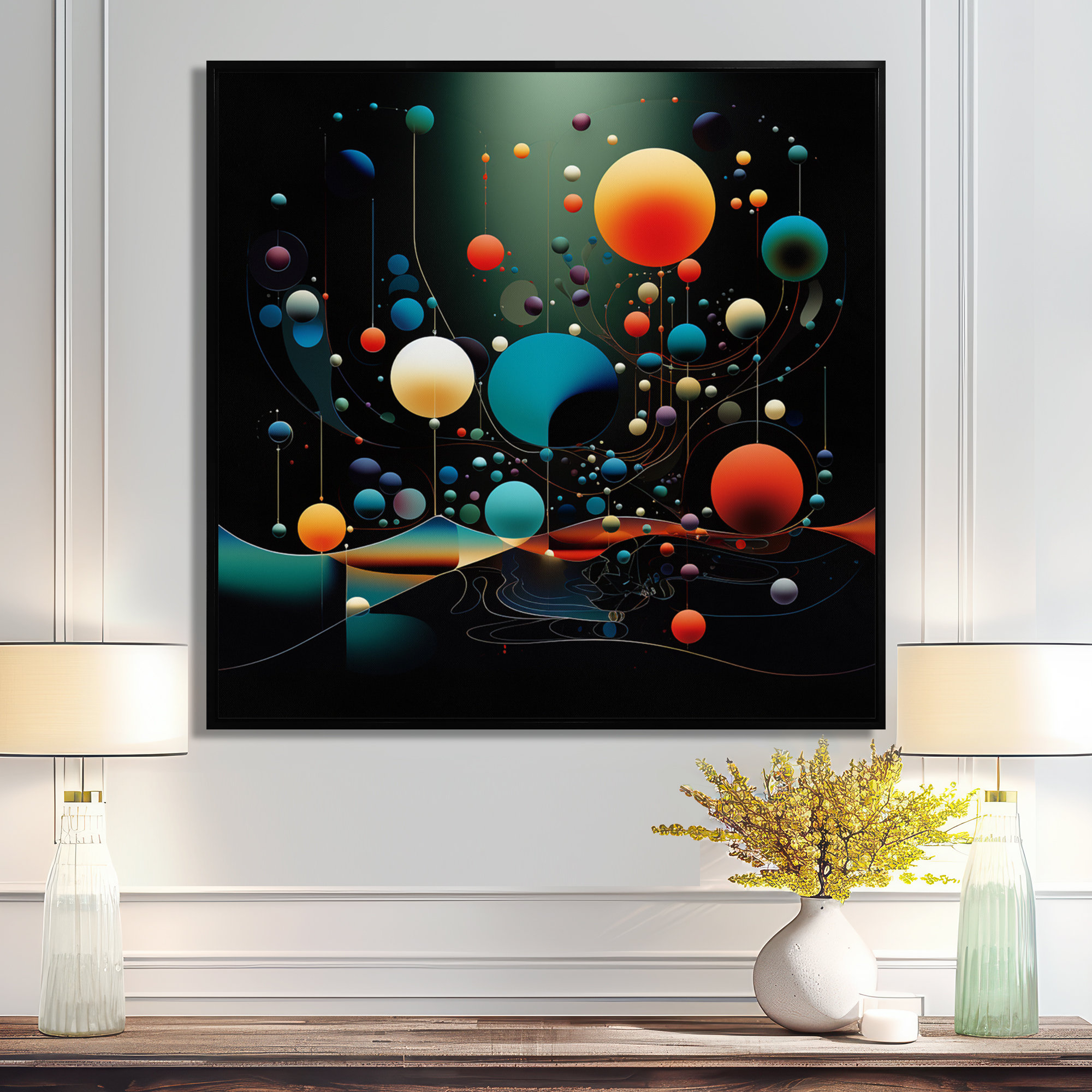 Creating Visual Harmony with Abstract Landscape Bubbles Wall Plaque Art in Modern Decor