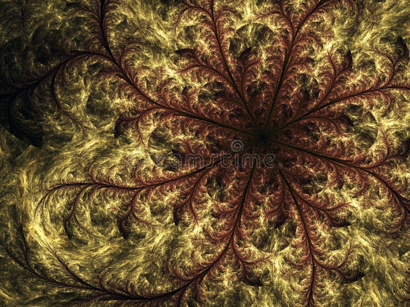 Gold And Brown Fractal Flower Stock Illustration - Illustration Of ... for "Brown Fractal Flower Pattern" Floral Digital Art Canvas Print