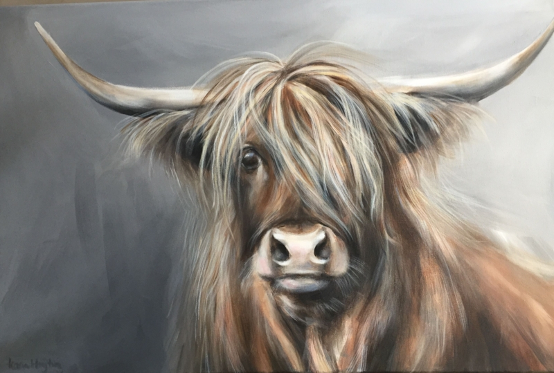 Highland Cow Paintings - Designer Picks &amp; Photos throughout The Artistic Process of Creating Floating Acrylic Highland Cow Designs