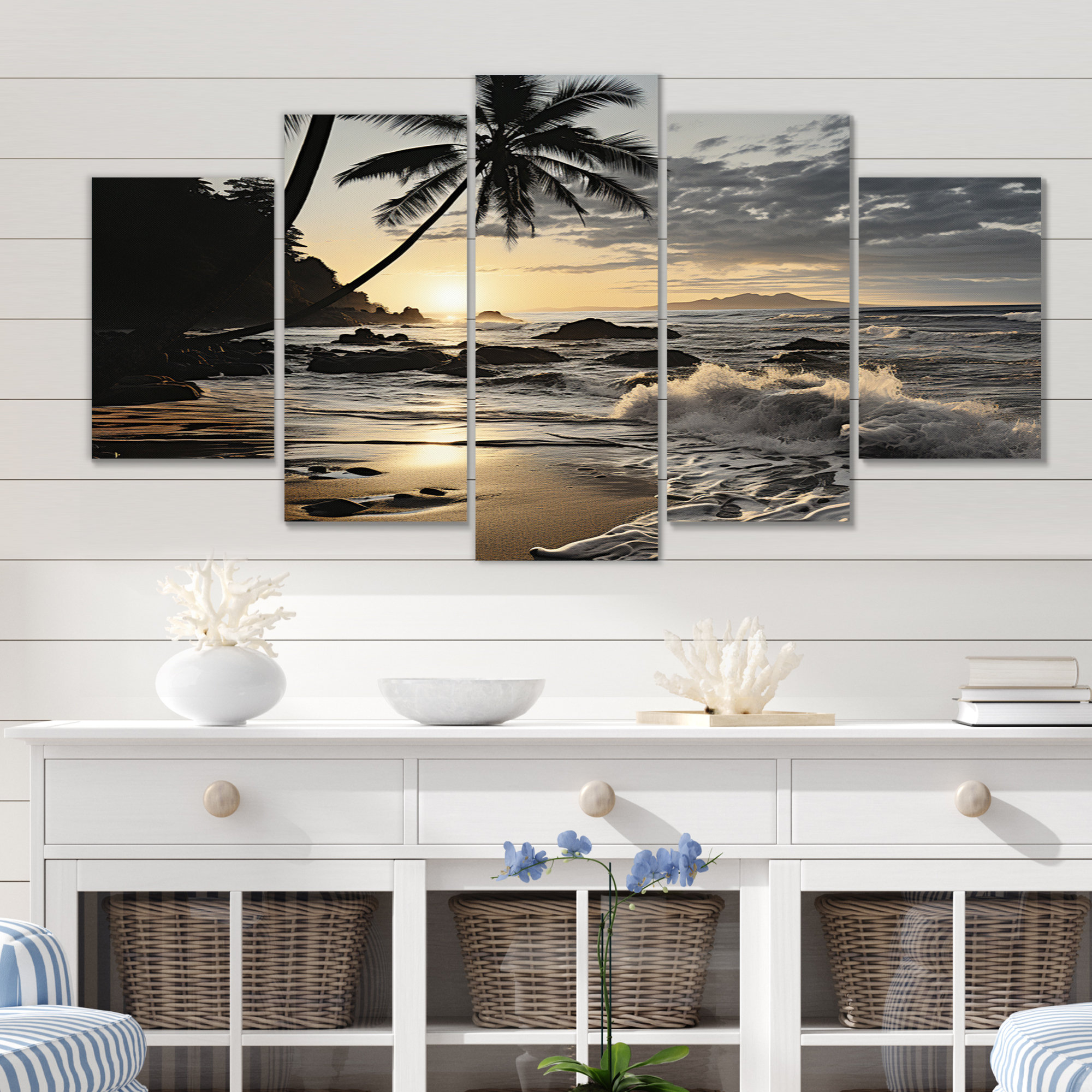 Creating a Tropical Escape with Brown Serene Beach Art