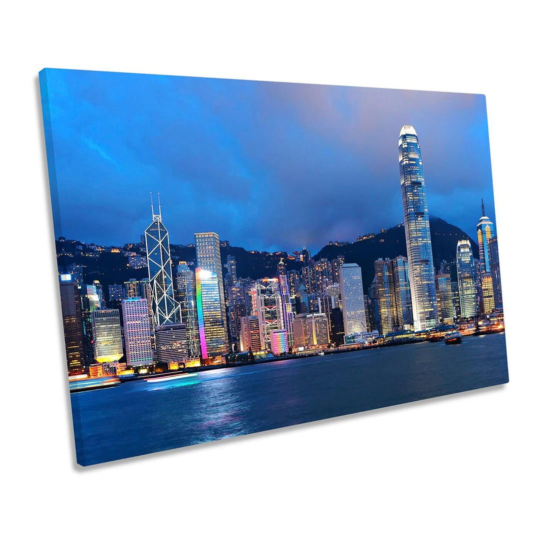 Exploring the Visual Language of Blue Hong Kong City Skyline Prints