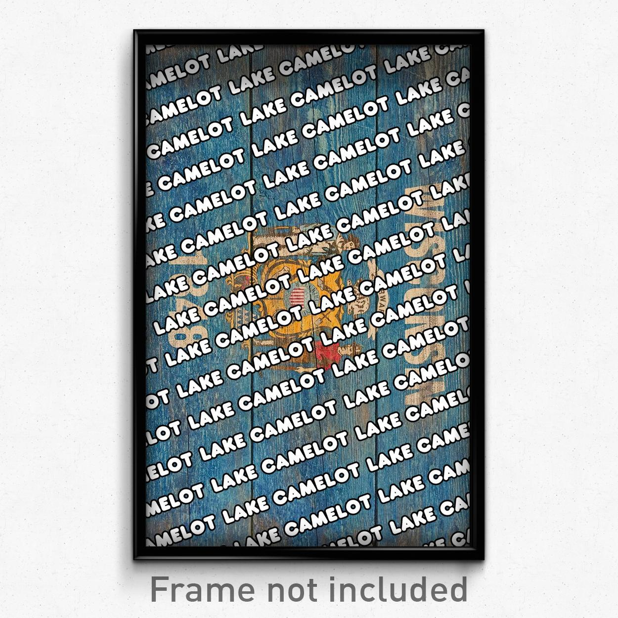Lake Camelot Wisconsin Poster (Wi City Souvenir 11X17 Town Print) | Ebay with regard to Lake Camelot, Wisconsin-Wood Lake Map, Medium Standout