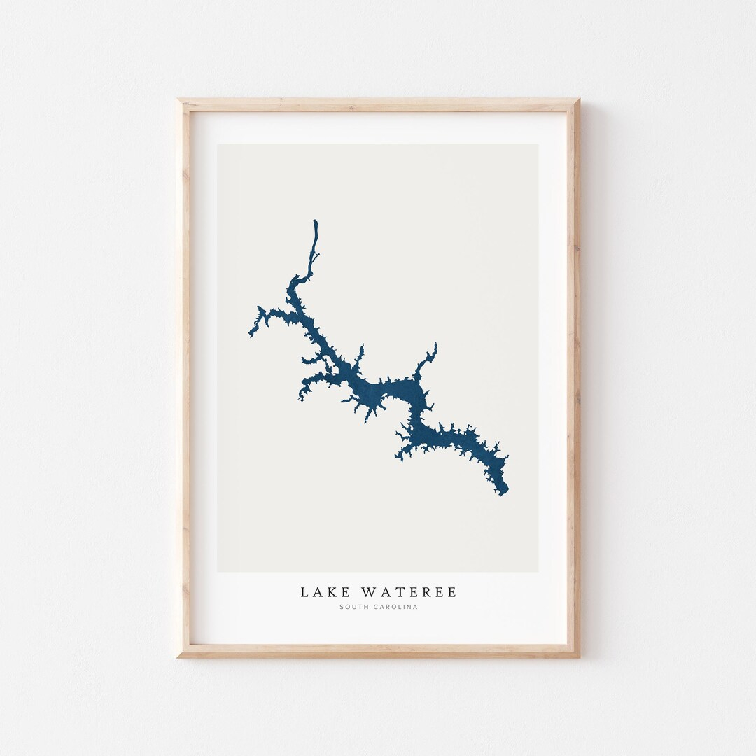 Lake Wateree, Lake Wateree Print, Lake Wateree Poster, Lake Wateree Art ... throughout The Art and Science of Lake Wateree Mapping in Historic South Carolina
