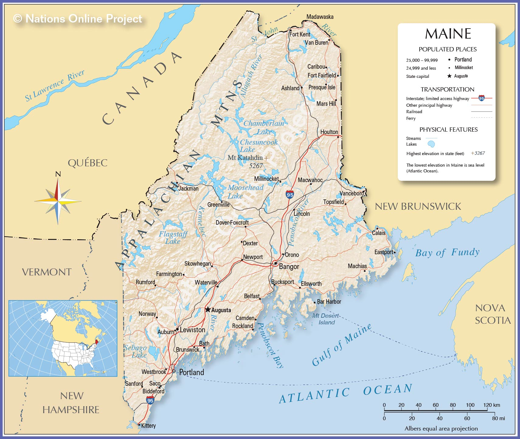 Map Of Maine inside South Twin Lake, Maine-Wood Lake Map, Small Framed