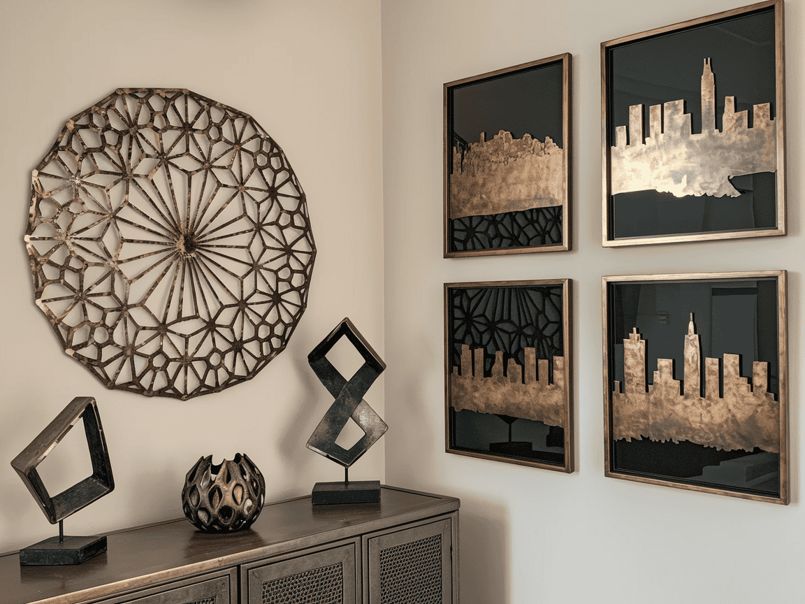 Transforming Your Space with Metallic S Pattern Brown Wall Art