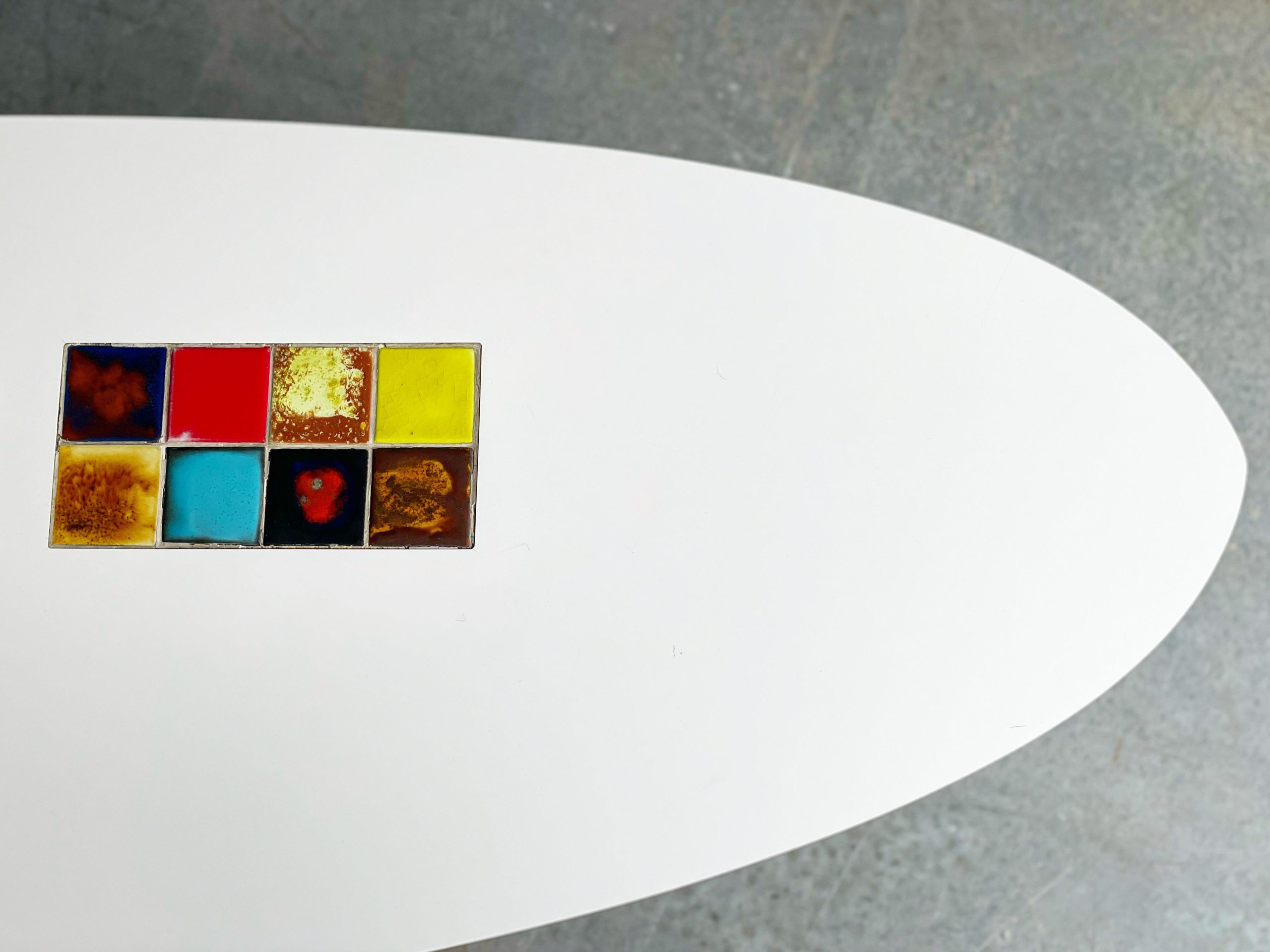 Midcentury Samson Berman Studio Craft Surfboard Style Coffee Table W ... in 4X16" Single Surfboard Ceramic Wall Decor Art Tile