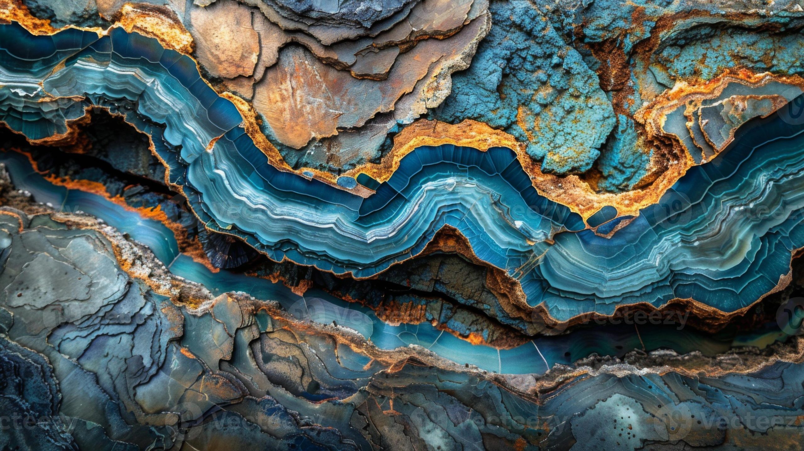 Natural Agate Stone Displays Harmonious Blue And Earthy Tones Formed ... pertaining to Natural Agate Slice Shadow Box Wall Décor