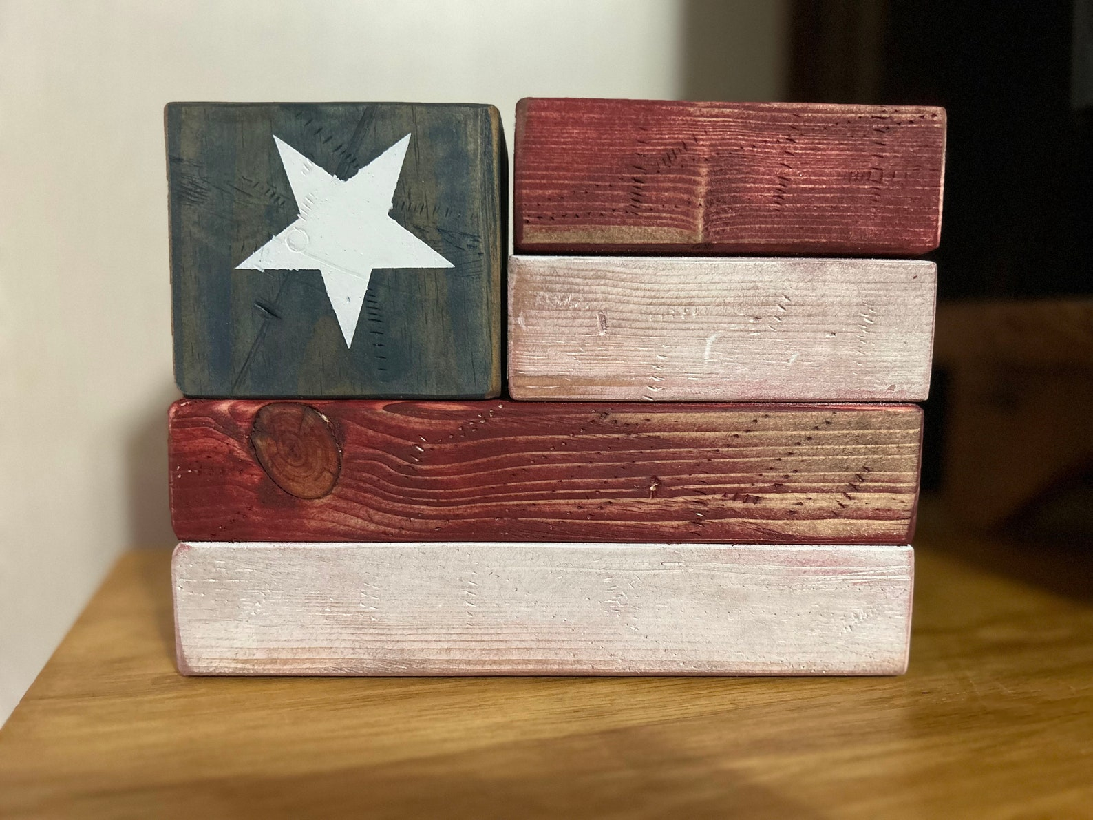 Rustic, Distressed American Flag Blocks, 4Th Of July, Patriotic ... in Usa Butterfly Patriotic Wall Block