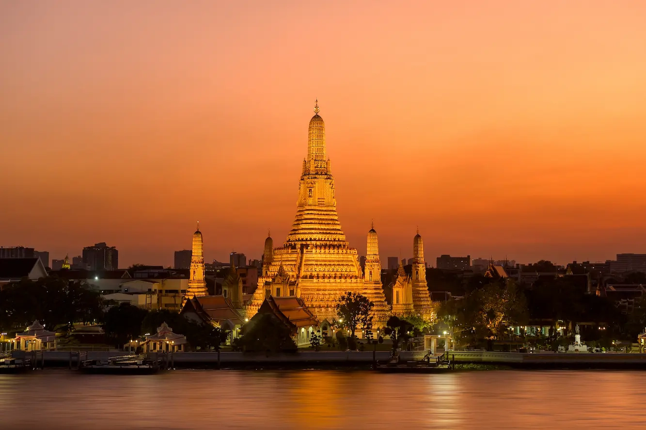 The Best Places To See The Stunning Wat Arun At Sunset In Bangkok ... in "Bangkok City At Twilight" Canvas Print