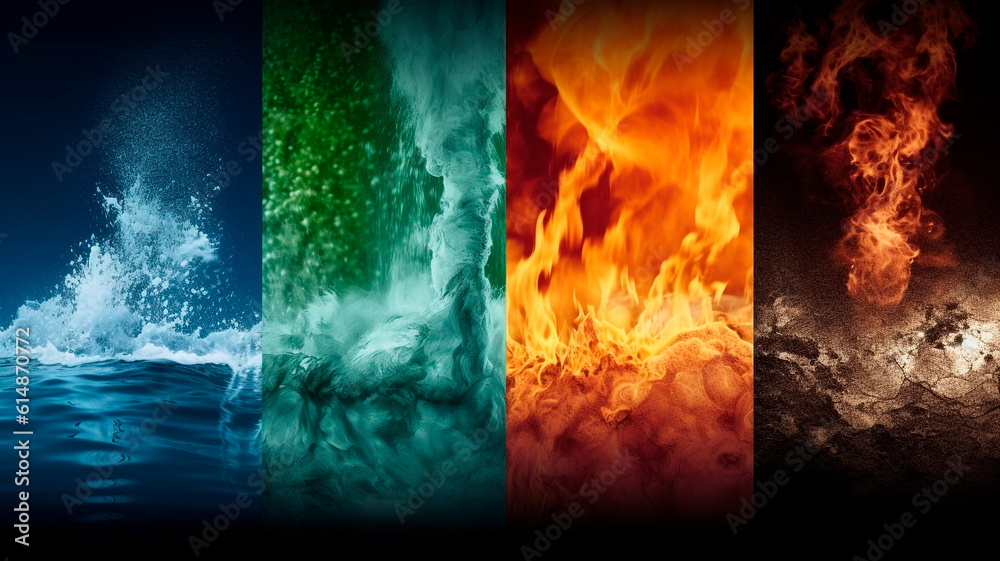 The Four Elements Of Fire, Water, Earth And Air In Hightextile, The ... within "Earth Fire Air And Water" Canvas Print