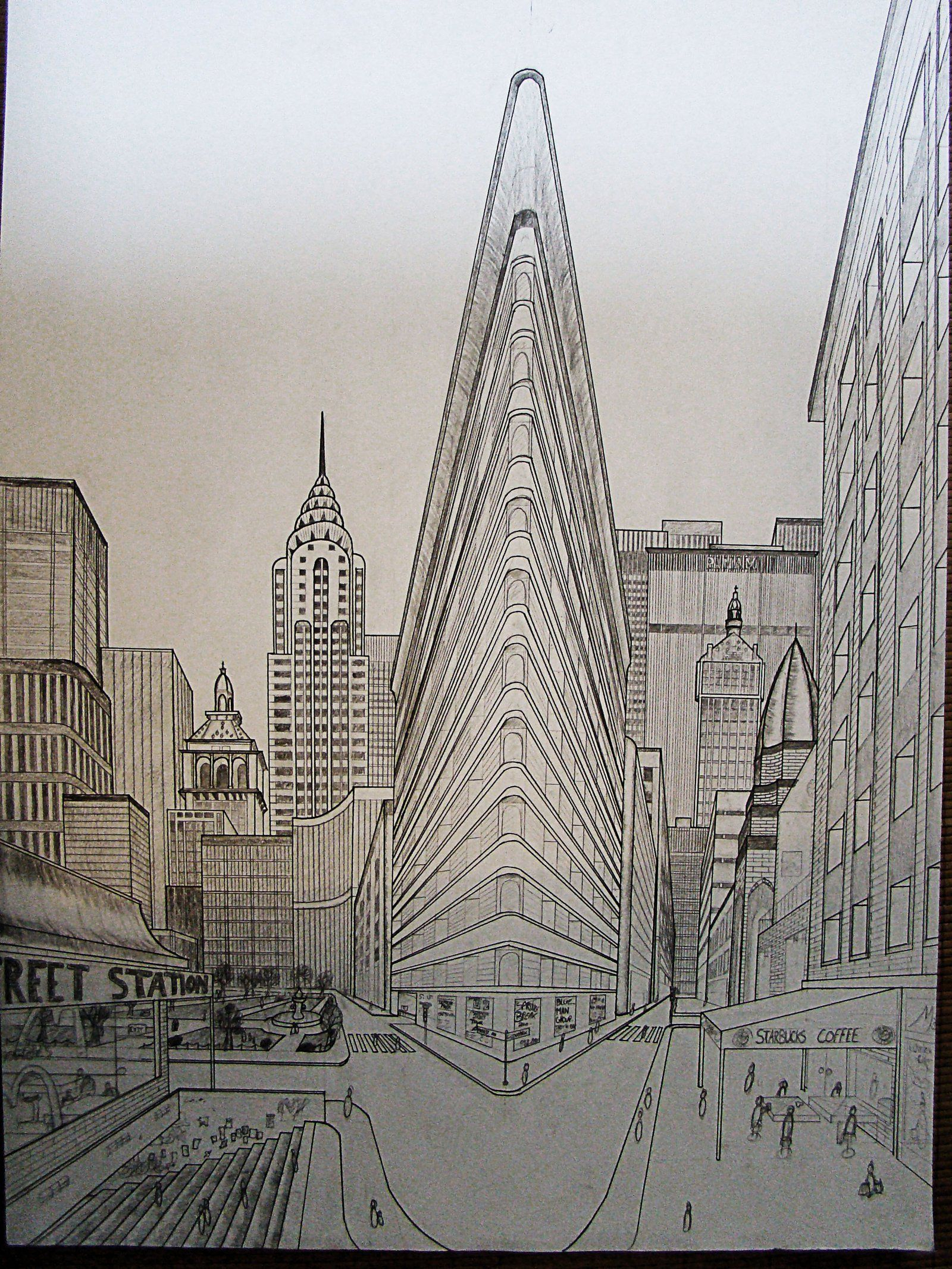 Vanishing Point Drawing | Perspective Drawing Architecture, Perspective ... for Artistic Perspectives on Philadelphia's Evening Architecture in Canvas Form