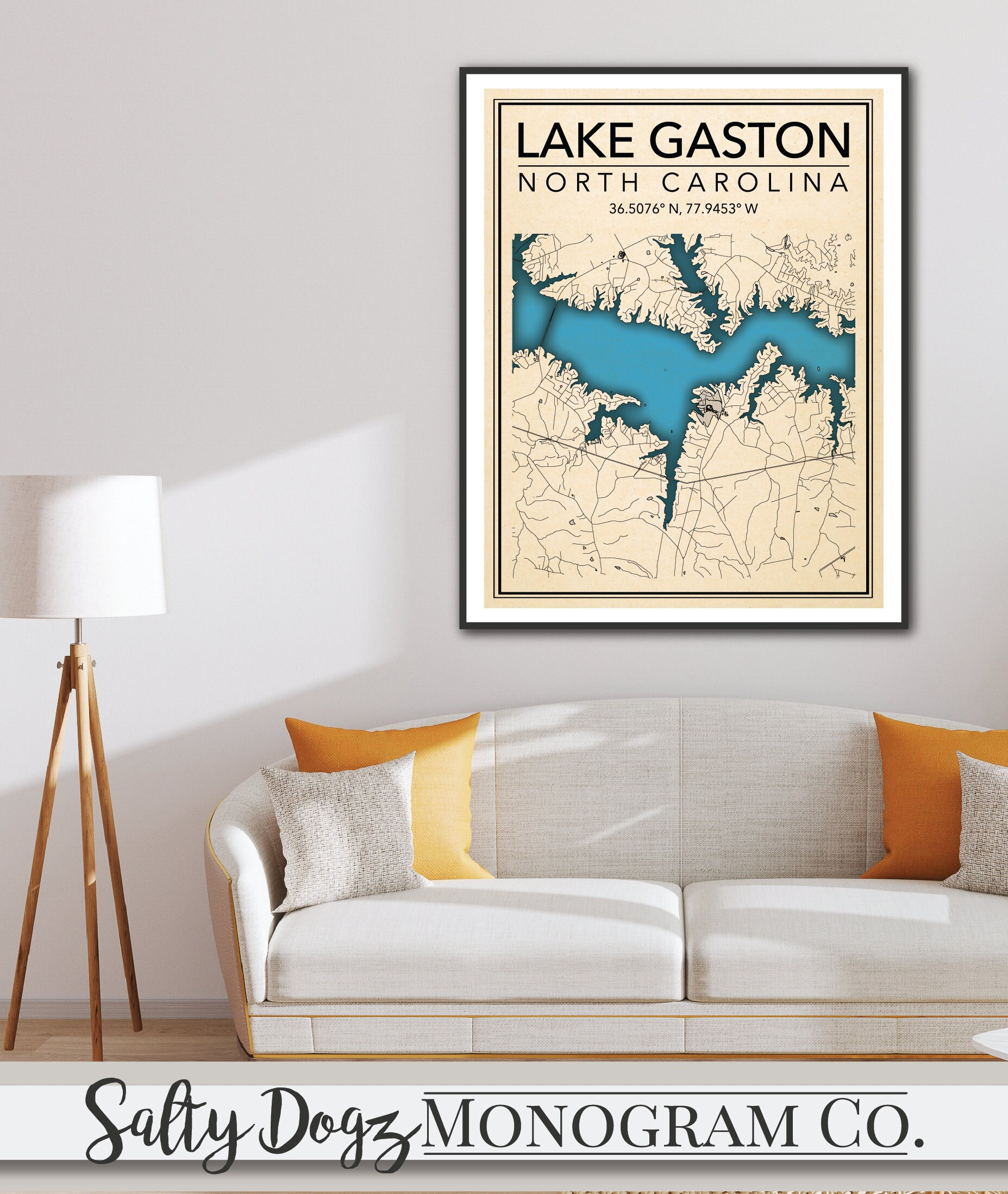 Connecting With Lake Gaston’s Past Through Authentic Wood Lake Cartographic Art