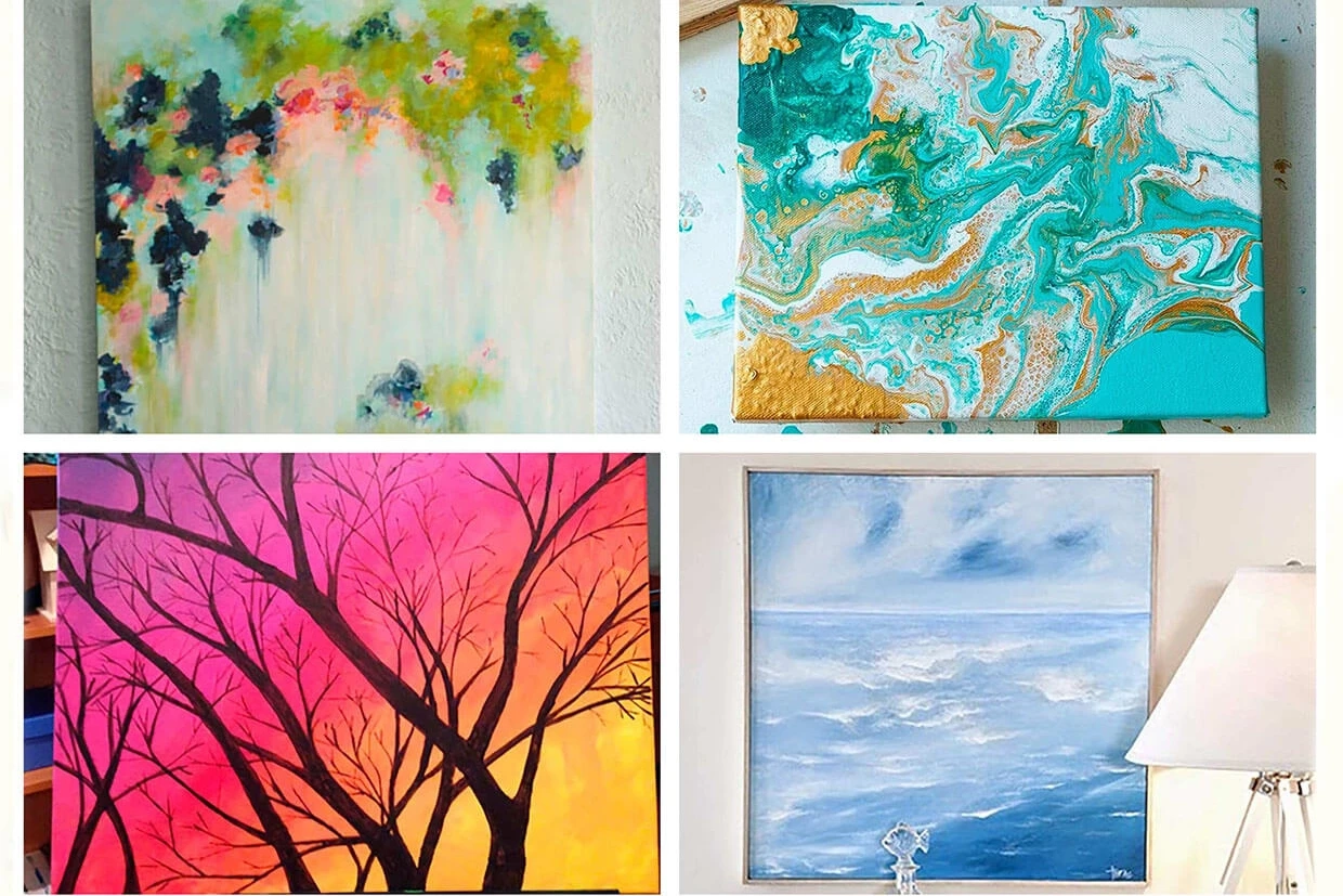 What Is The Meaning Of Canvas Painting At Charles Zeigler Blog in "White And Blue Waves Under Sun" Canvas Print, 4 Panels