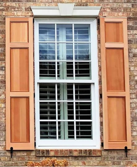Wooden Window With Shutter Designs with Set Of 2 Rustic Natural Weathered Grey Wood Window Shutters With Hanger