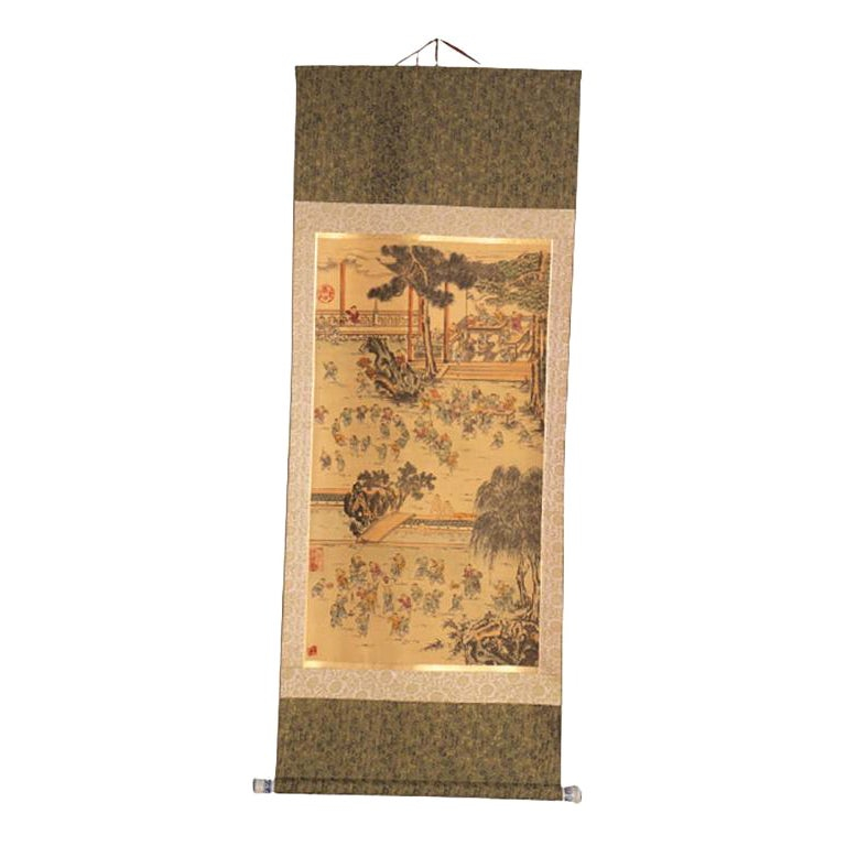 8-Panel Chinese Scroll Painting At 1Stdibs | Chinese Scrolls, Chinese ... intended for Vintage Chinese Color Ink Double Deer Scroll Painting Wall Art Hws1977