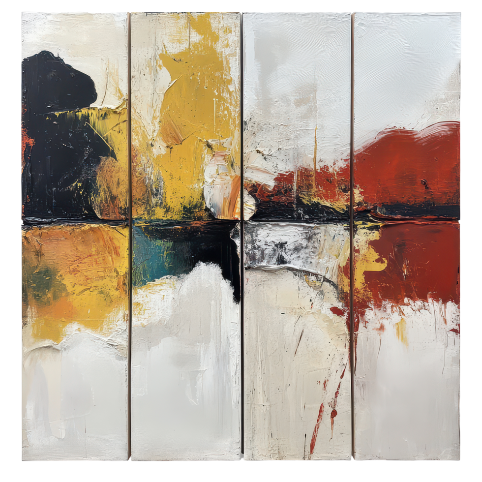 Exploring the Artistic Language Behind Four-Panel Abstract Splash Designs
