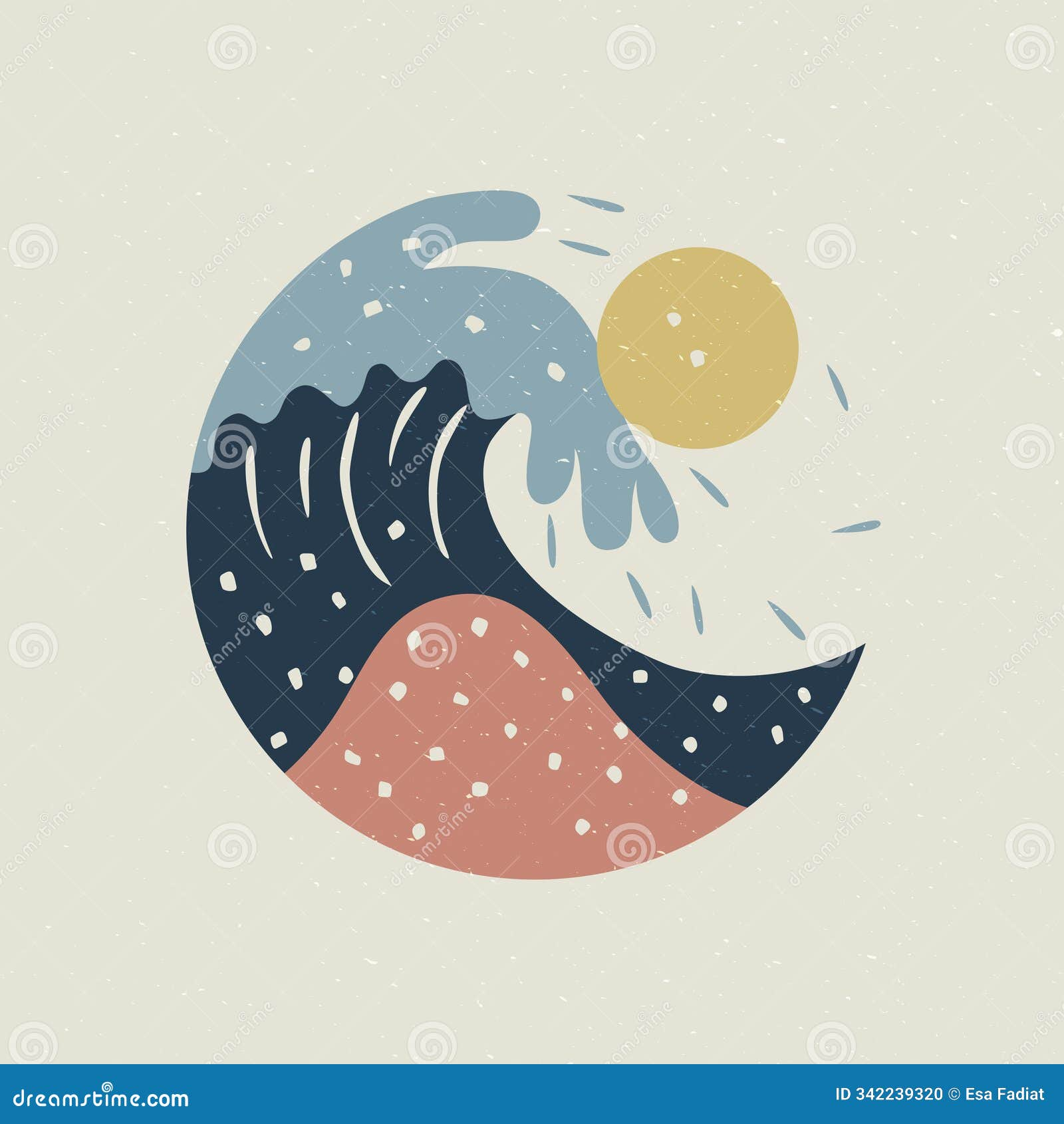 Abstract Illustration Of A Blue Wave, And Yellow Sun, Enclosed In A ... intended for Exploring the Emotional Impact of Blue Waves and Yellow Sunset Imagery