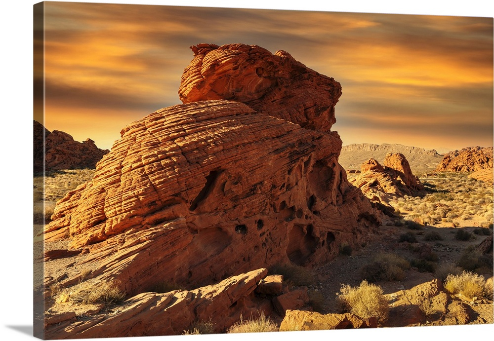 Exploring the Majestic Valley of Fire Through Four Panel Landscape Art
