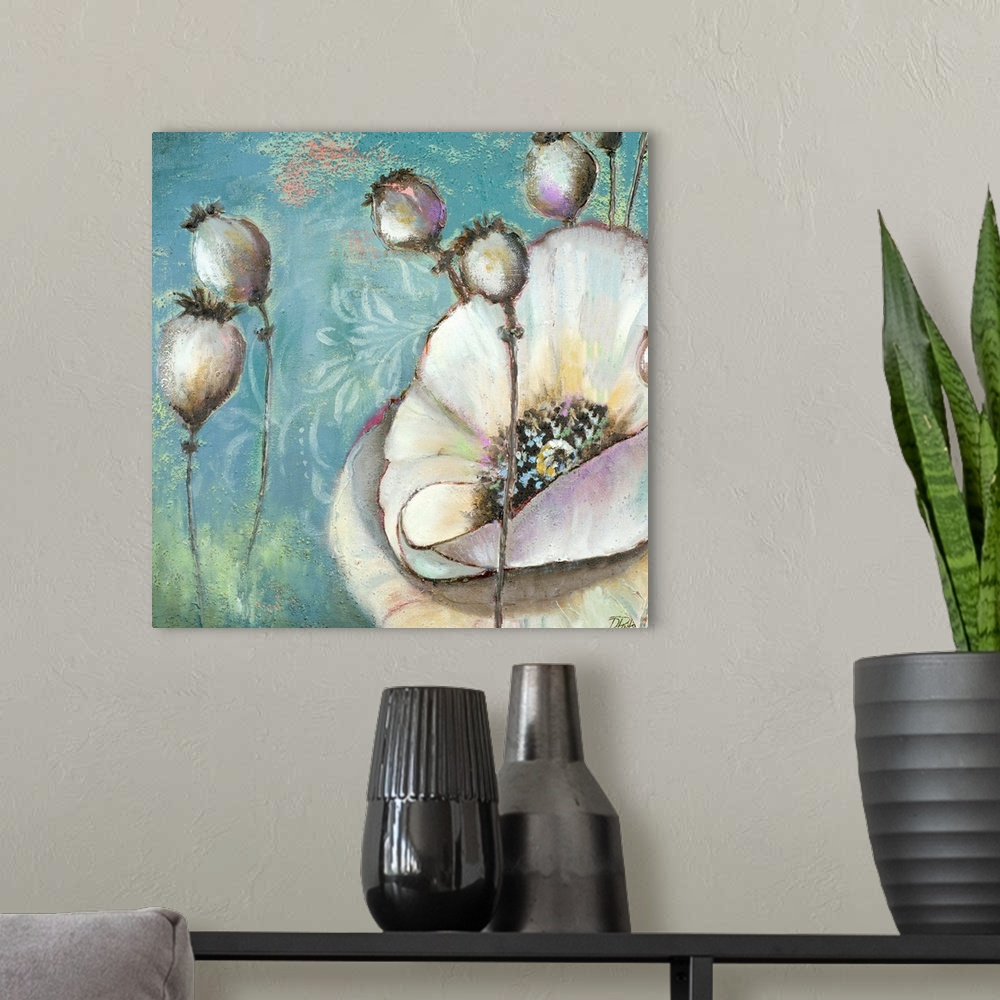 How Poppies Over Blue I Transforms Interior Spaces Through Canvas Art