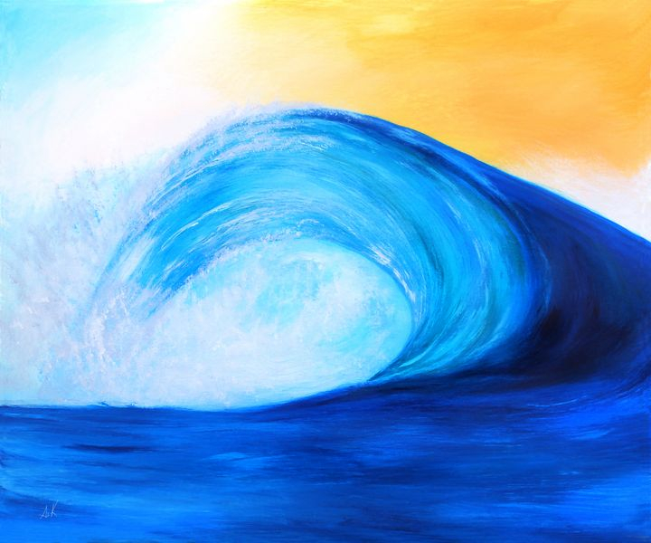 Exploring the Emotional Impact of Blue Waves and Yellow Sunset Imagery
