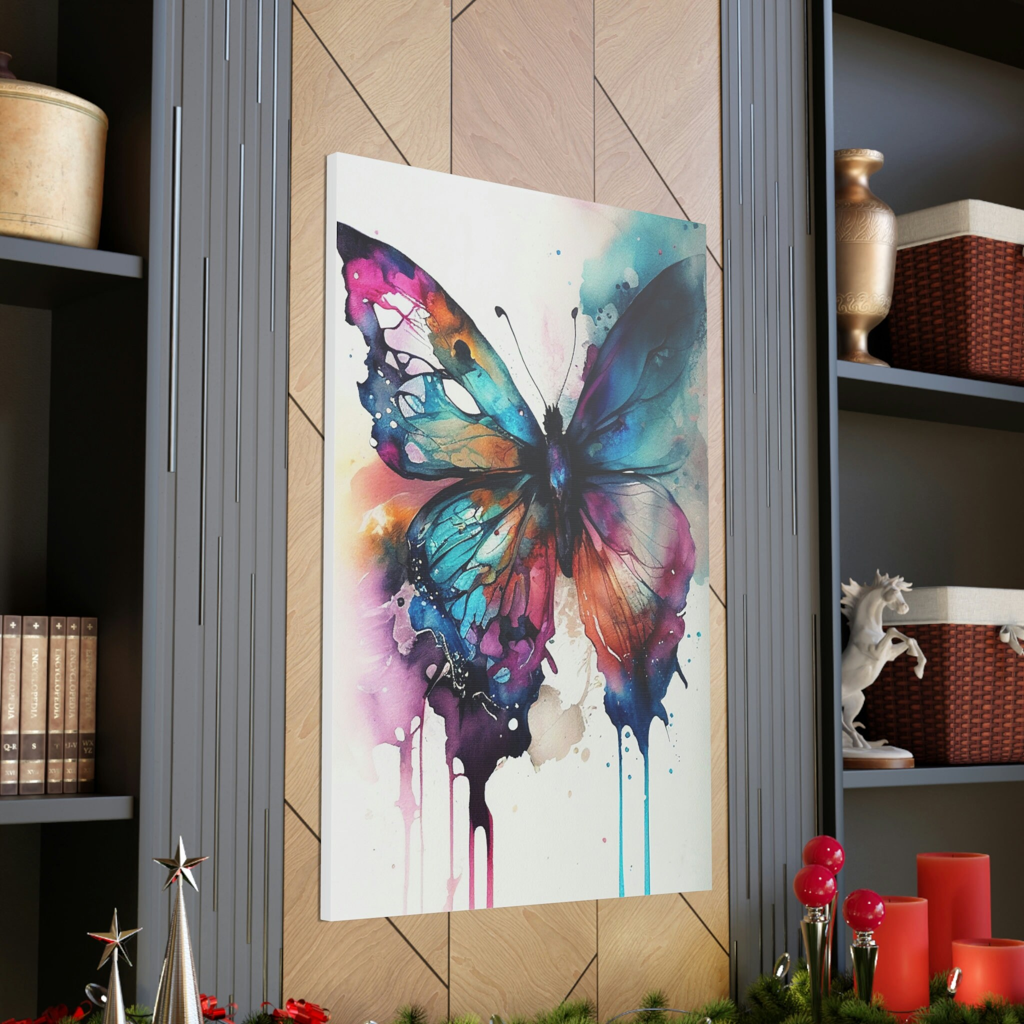 Butterfly, Canvas Wall Art, Watercolor - Etsy pertaining to Monarch Set Crystallus Epoxy Coated Wrapped Butterfly Canvas Wall Art