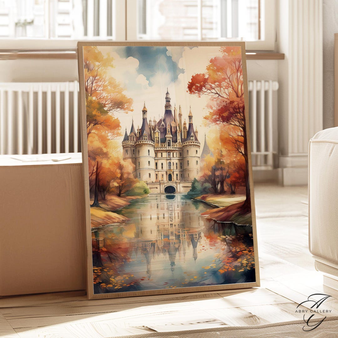 Château De Chambord Art Print, Autumn Castle Wall Art, Watercolor ... in Discovering the Cultural Heritage Embedded in Chambord Castle Wall Art