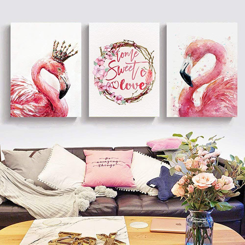 Cute, Eclectic And Fun Pink Flamingo Wall Decorations | Wall Tapestry ... within "Watercolor Flamingo Composition Ii" Wall Art Digital Print On Solid Wood
