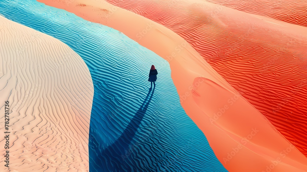 Digital Blue And Red Desert Scene Illustration Poster Ppt Background ... within The Psychology of Viewing Red Desert Scenes Through Modern Art Lenses