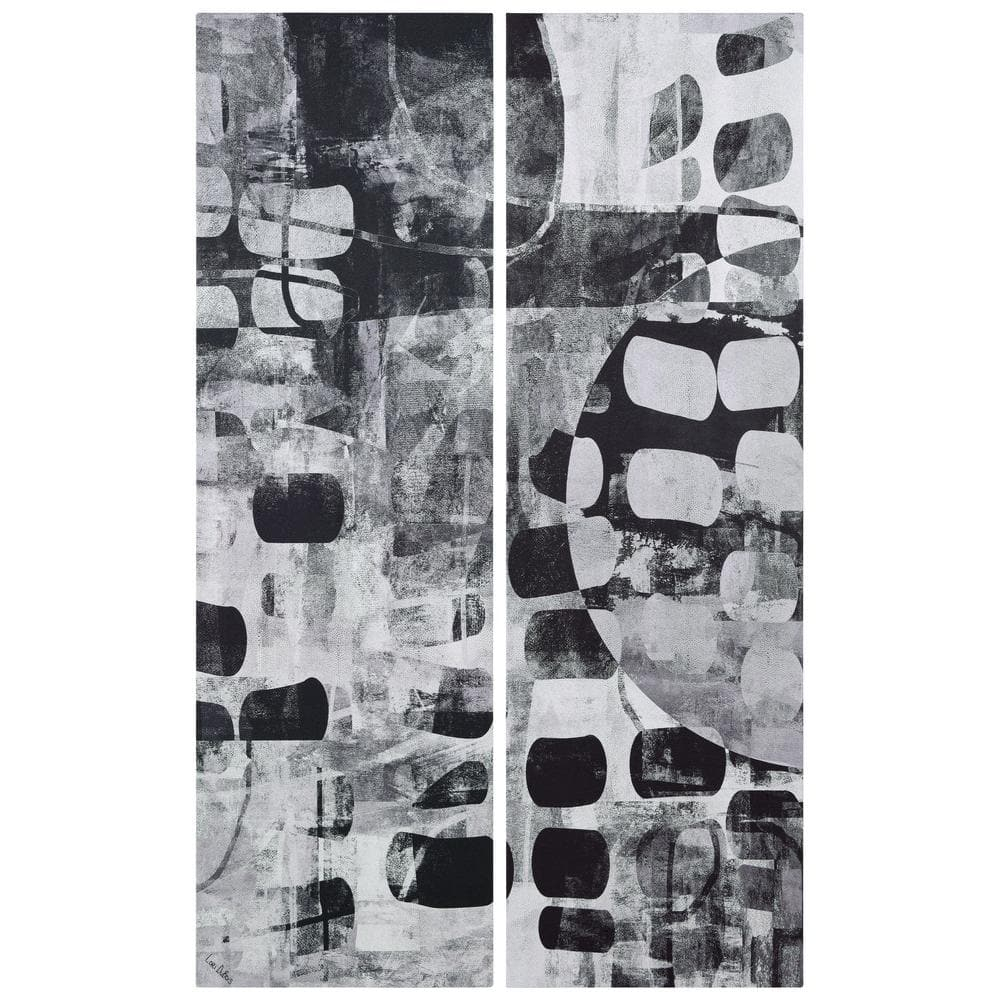 Empire Art Direct Monochrome Abstract I, Ii Black, White Artwork On ... regarding "Colorful Harmony I&amp;Ii" Colorful Silver Shagreen Wrapped Canvas Wall Art Set