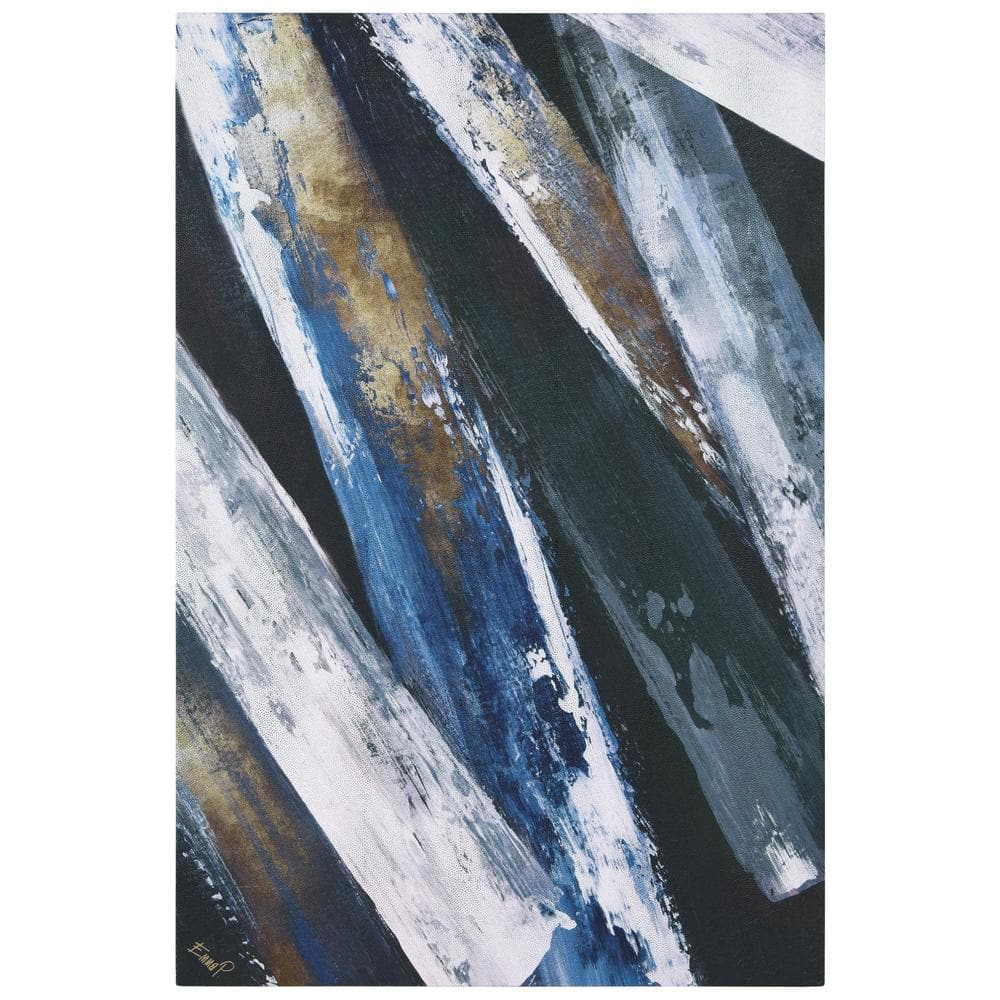 Empire Art Direct Silver Cascade Abstract Artwork Rendered On Silver ... with regard to "Colorful Harmony I&amp;Ii" Colorful Silver Shagreen Wrapped Canvas Wall Art Set