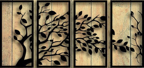 Laser Cut 4 Tree Branches Panels Wall Art Graphics Design Vector File ... pertaining to Artistic Composition Techniques in Four-Panel Nature Wall Art