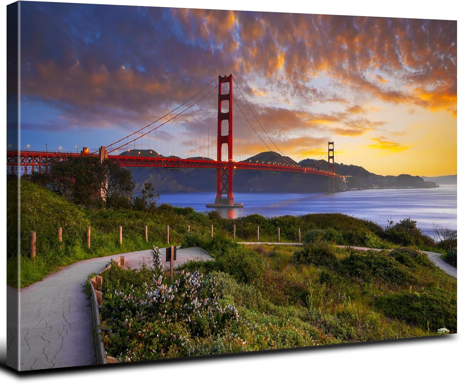 Lxhb Golden Gate Bridge Canvas Wall Art For Living Room San Francisco ... intended for "Broken Wooden Pier For Boats" Sea Bridge Canvas Wall Artwork, 4 Panels