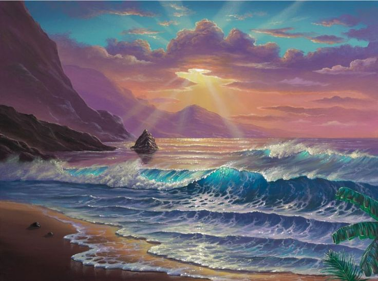 Morning Majesty Mural - Jeff Wilkie - Murals Your Way | Seascape ... with "Ploumanach Rocks And Beach Morning" Landscape Wall Art Print, 4 Panels