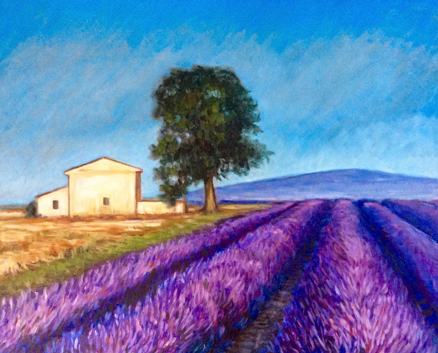 Provence Wall Art Provence Original Acrylic Painting 8 By 8 Village ... in "Cassis Bay From Route Des Cretes" Landscape Wall Art Print, 4 Panels