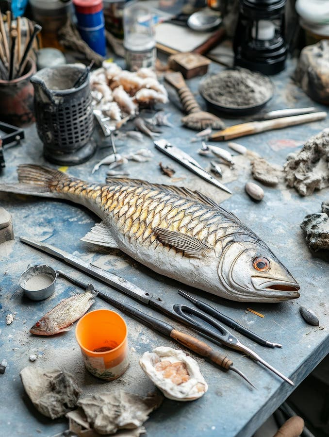 Sculpting A Fish Art Piece Artistic Creation Fish Sculpture Detailed ... with Analyzing the craftsmanship and artistic techniques in Ready2HangArt pieces
