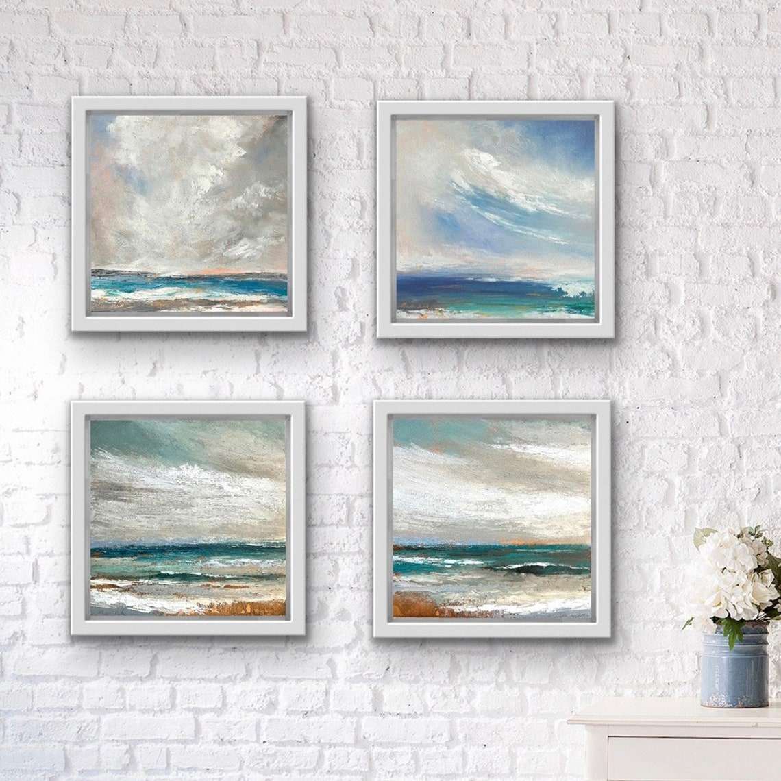 Exploring the Emotional Impact of Coastal Scenes in Four-Panel Artwork