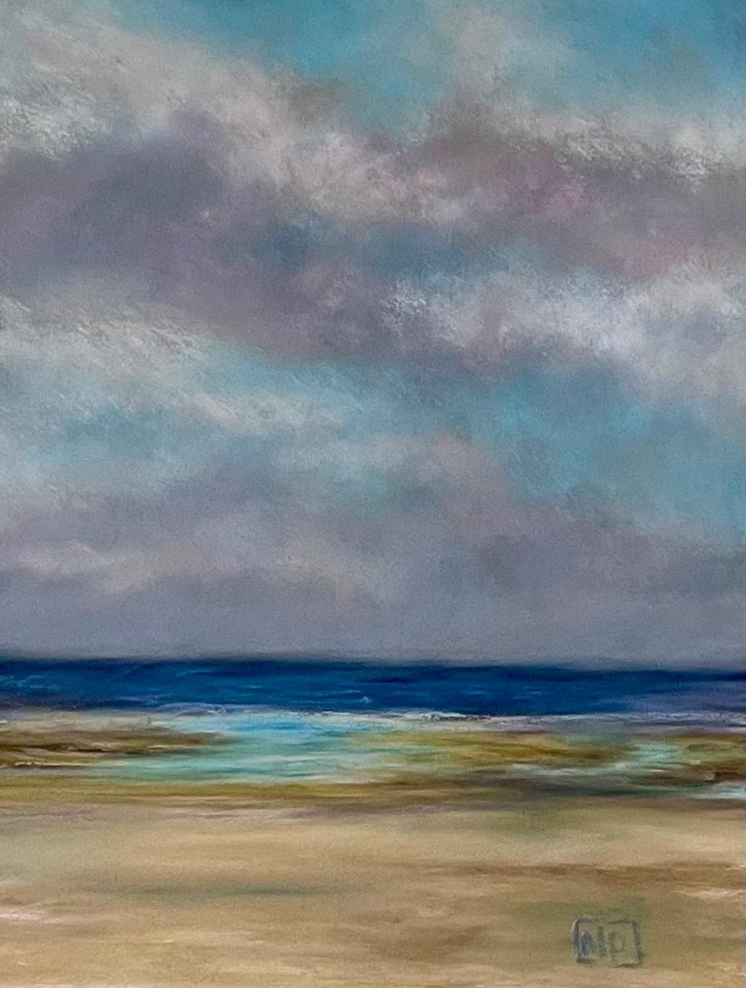 Soft Pastel Painting / “Front Beach In Morning Light” / Beach Ocean Sea ... inside "Ploumanach Rocks And Beach Morning" Landscape Wall Art Print, 4 Panels